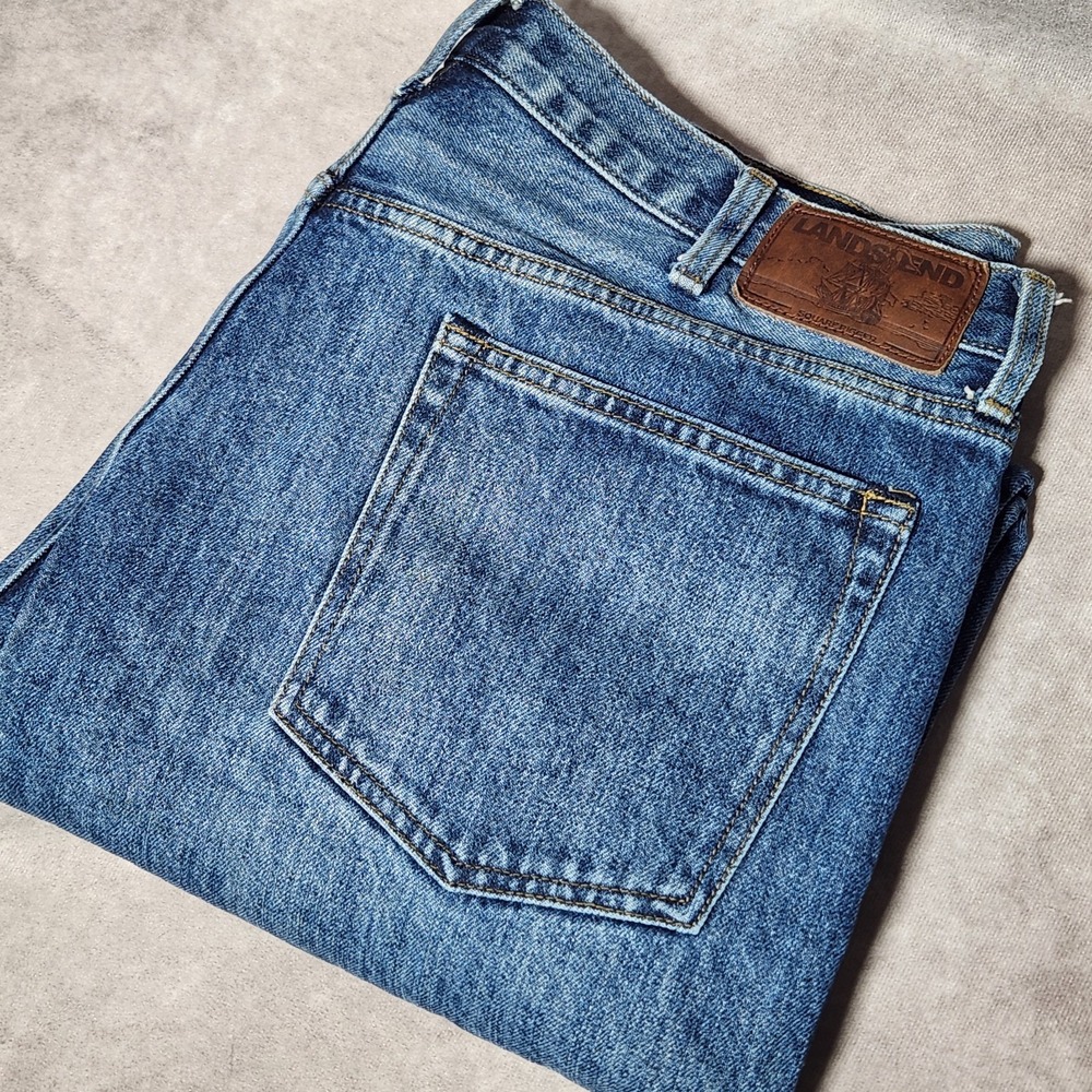 men's LANDS' END denim Blue Jeans Square Rigger size 37 Traditional Fit 5-Pocket